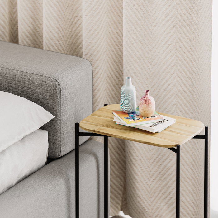 Hanah Home SHB-003 Mesa de Centro Moderna, Madera y Metal, 40x56x26 cm, Negra y Natural